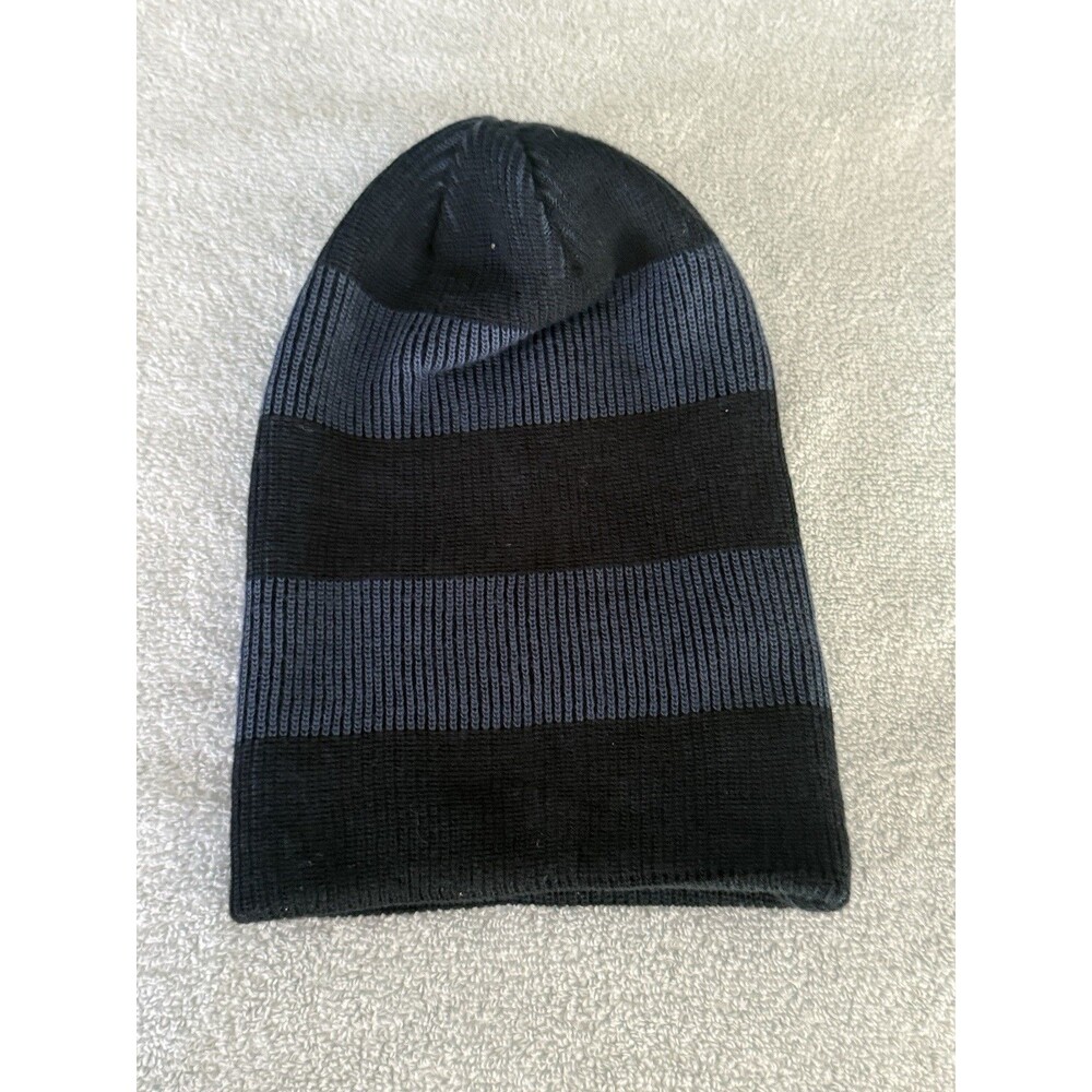 Urban Pipeline Black Gray Striped Knit Beanie Skull Cap Winter Hat One Size OSFM